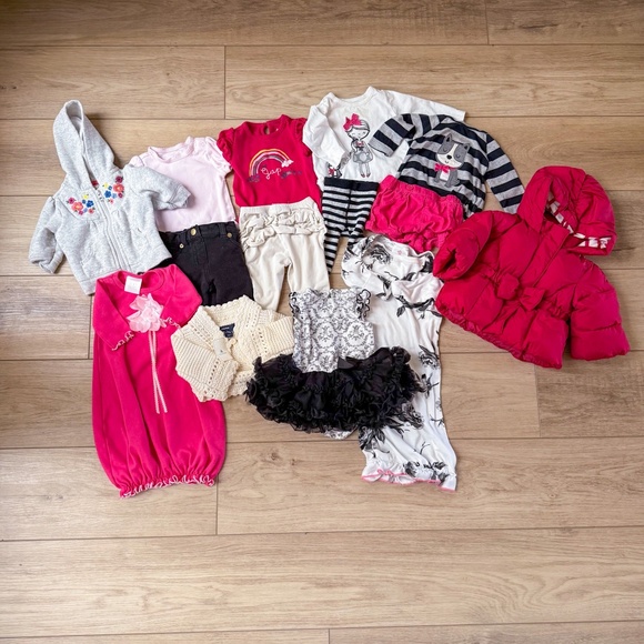 BABY GIRL PRETTY IN PINK FALL WARDROBE BUNDLE SIZES 0-6 MONTHS - Picture 1 of 7